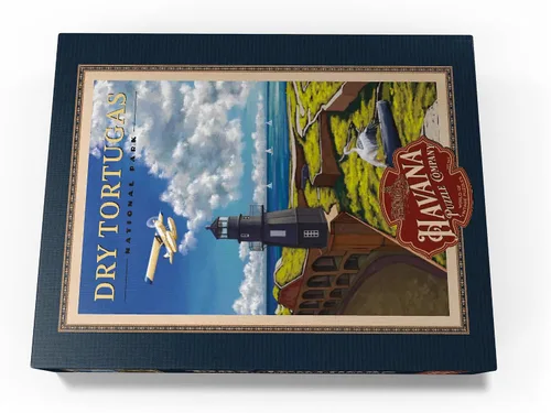Vista 4 de MyPuzzle Dry Tortugas National Park - Faro de Fort Jefferson, póster de viaje vintage, rompecabezas prémium de 500 piezas para adultos