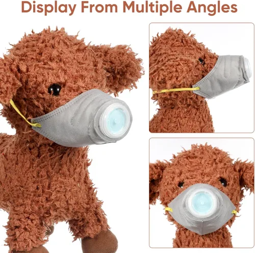 Vista 5 de Cubrebocas protector transpirable para perro, para polvo, 5 filtros, ajustable, cara de perro pequeño para contaminación al aire libre, bozal ligero