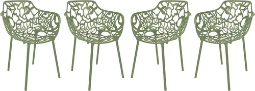 Vista 9 de LeisureMod Devon Collection - Sillas con brazos de comedor forestales, de aluminio para interiores y exteriores, apilables, para comedor, sala