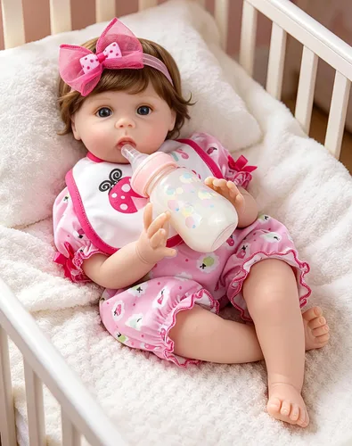 Vista 9 de Aori Muñeca Reborn Baby Boy – 22 pulgadas realista recién nacido – Muñecas de bebé con peso hechas a mano con cuerpo de tela suave para niños de más