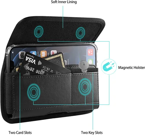 Vista 2 de Funda de nailon para teléfono celular con clip para cinturón compatible con iPhone 17 Air 16 Plus Galaxy S26+ S25+ S25 FE S25 Edge Note 20 A56 A54
