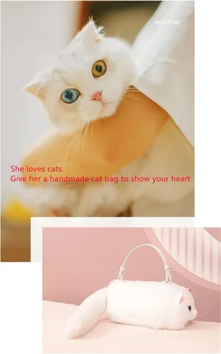 Vista 9 de HUIJUFU Bolso bandolera realista con forma de gato para mujer