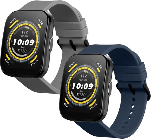Vista 9 de kwmobile Correas de reloj de silicona para Amazfit 0.866 in Negro / Beige