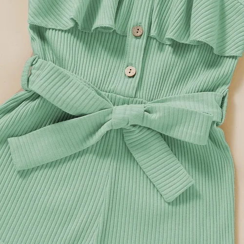 Vista 5 de Ropa de niña para bebé, ropa sin mangas, lindo halter mameluco de una sola pieza, conjunto de ropa de verano 1-5T