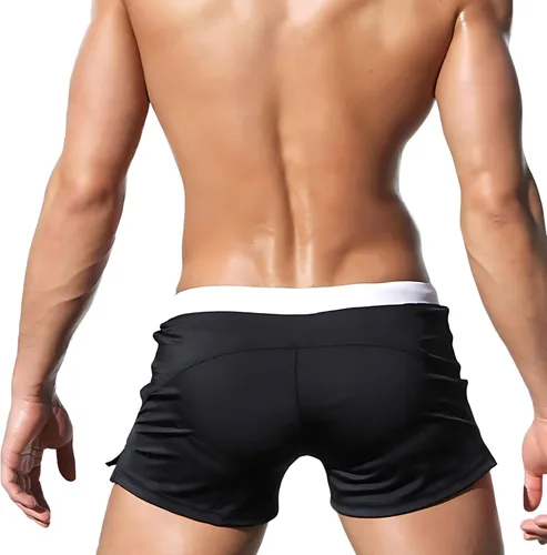 Vista 3 de Traje de baño de corte cuadrado para hombre y traje de arrastre, bolsillo frontal