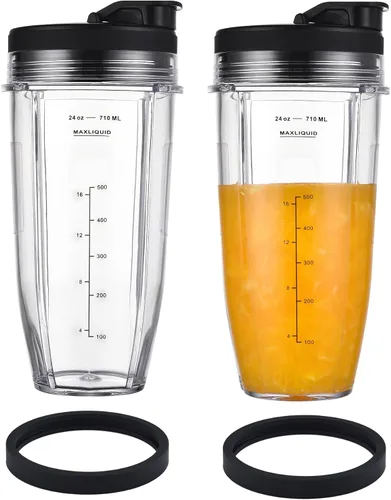Vista 13 de Vasos de licuadora aptos para Ninja, piezas de repuesto de vasos de 16 onzas con tapas, accesorios de licuadora compatibles con Nutri Ninja Auto IQ