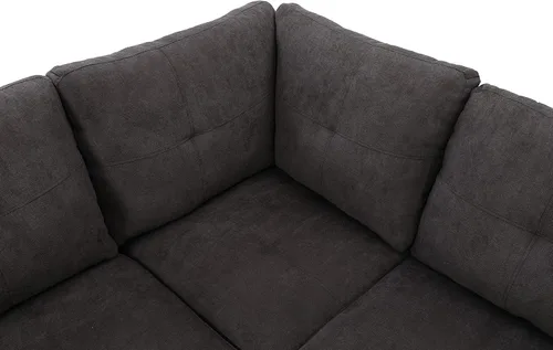 Vista 9 de Star Home Living Juego de 2 sofás seccionales orientados a la izquierda, marrón oscuro