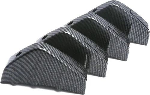 Vista 2 de x xotic tech 4 unids coche trasero parachoques inferior ala difusor de labios alerón tiburón aletas estilo fibra de carbono ajuste universal