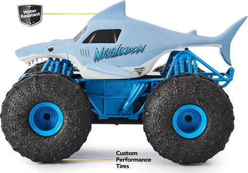 Vista 7 de Monster Jam, Camión monstruo oficial Megalodon Storm todo terreno a control remoto, escala 1:15