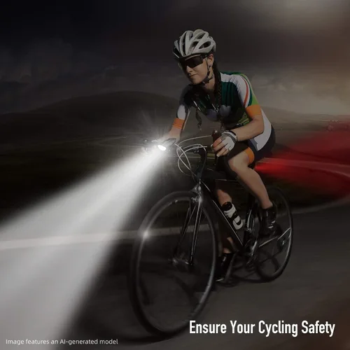 Vista 16 de Juego de luces de bicicleta con bocina 1400LM USB recargable faro de bicicleta y luz trasera y bocina impermeable 3 modos de iluminación se adapta a