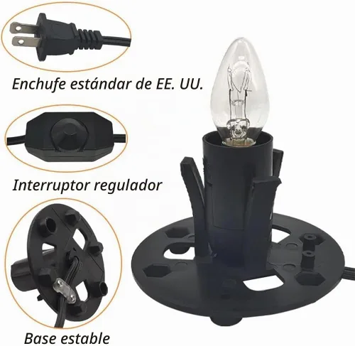 Vista 2 de Himalayan Salt Lamp Cord Replacement with Dimmer Switch, 5 Feet Cords with Base Assembly and 6 E12 Halogen Bulbs