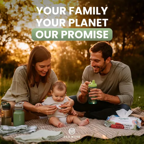 Vista 6 de Eco Wave Toallitas para bebé, 100% compostables ecológicas de bambú, sin olor, hipoalergénicas, veganas, sin alcohol, adecuadas para piel sensible