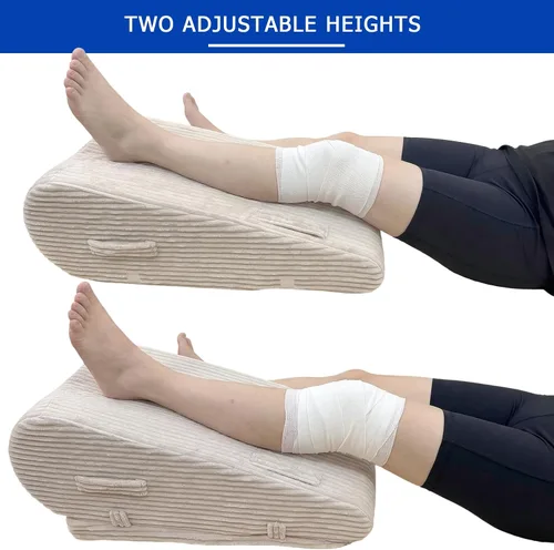 Vista 5 de Almohada de elevación de piernas para después de la cirugía, almohada de cuña de pierna de altura ajustable con espuma de grado médico y funda