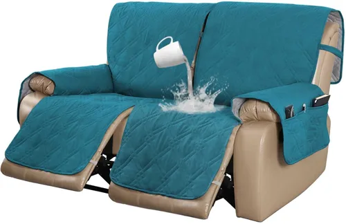 Vista 15 de Turquoize Funda impermeable para silla reclinable pequeña para mascotas reclinables, fundas acolchadas para sofá para cuero antideslizante Beige