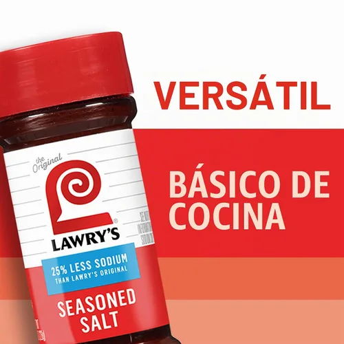 Vista 10 de Lawry's Sal sazonada, 25% menos de sodio, sin MSG añadido, certificado Kosher, básico, versátil, condimento multiusos para agitar en carne de res
