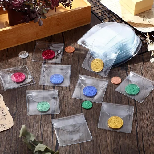 Vista 6 de Mimorou 100 fundas de plástico transparente para monedas, de un solo bolsillo, de 2 x 2 pulgadas, fundas de plástico transparente para cortar