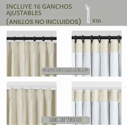 Vista 5 de Mrs.Naturall Cortinas de cocina beige de 42 x 45 pulgadas de largo para cortinas opacas pequeñas