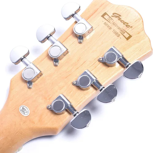 Vista 4 de Guitarra eléctrica de jazz GROTE de cuerpo hueco con herrajes cromados (Natural)