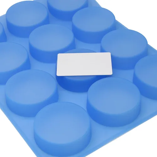 Vista 9 de X-Haibei Círculo redondo grande redondo básico jabón loción barra silicona molde diámetro 3 pulgadas 3 oz por célula