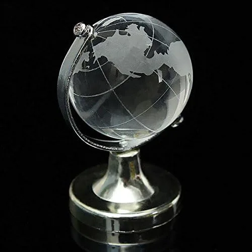 Vista 3 de 2.756x1.772 in Mini Globo Mundial de Cristal Cristal Pisapapeles Claro Escritorio Oficina Decoración del Hogar Recuerdo de Boda Artesanías Adornos