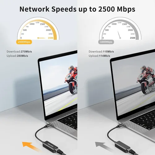 Vista 3 de CableCreation Adaptador USB C a 2.5G Ethernet, USB C 3.1 a RJ45 2.5 Gigabit LAN Thunderbolt 3, compatible con MacBook Pro MacBook Air iPad Pro