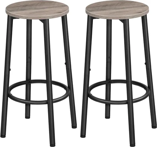 Vista 11 de HOOBRO Taburetes de bar, juego de 2 sillas de bar, taburetes altos redondos para cocina con reposapiés, taburetes de barra de desayuno, marco