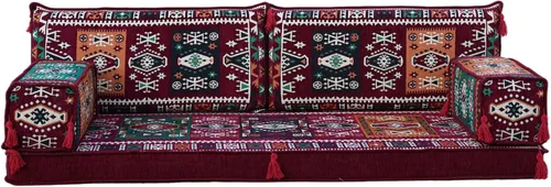 Vista 8 de arabicsofa Sofá Majlis Árabe Granate con Cojines – Sofá Modular de Dos Plazas de Suelo para Sala de Estar