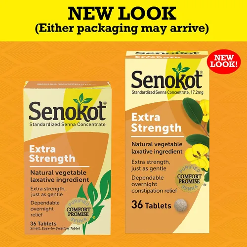 Vista 2 de Senokot Laxante vegetal natural extra fuerte para un alivio suave durante la noche estreñimiento ocasional, 36