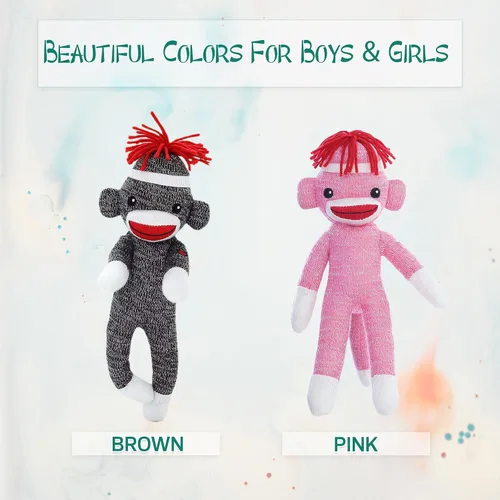 Vista 6 de Adorable mono calcetín de 8 pulgadas, el original juguete de peluche tradicional tejido a mano, regalo para niños, bebés, adolescentes, niñas