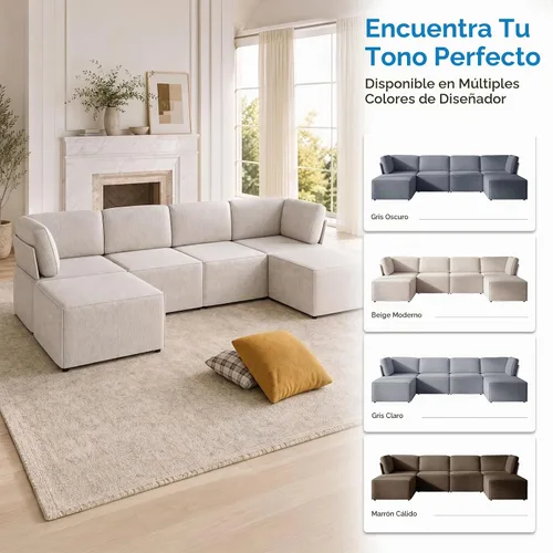 Vista 6 de Mjkone Sofá modular modular de 116 pulgadas para apartamentos y espacios pequeños, moderno sofá de 6 asientos profundos con espuma viscoelástica