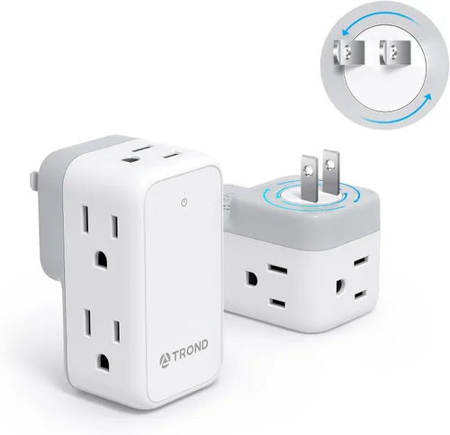 Vista 10 de TROND Extensor de toma de pared de enchufe múltiple con enchufe giratorio Blanco