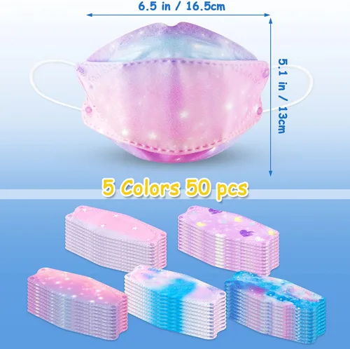Vista 6 de NiHealth 50 PCS máscaras faciales desechables KF94 para niños
