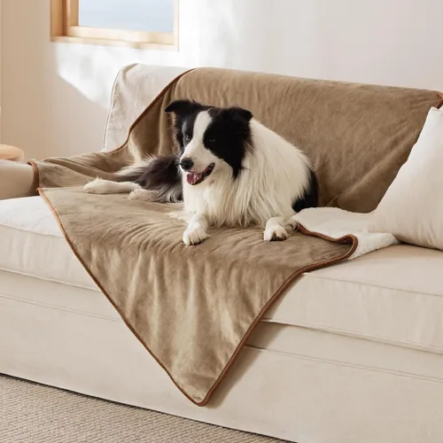 Vista 62 de Bedsure - Mantas impermeables para perros pequeños - Manta de felpa de sherpa con impresión suave lavable para perros y gatos, protector de muebles