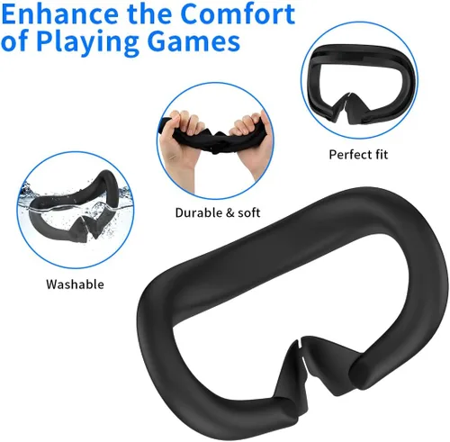 Vista 4 de RGEEK VR Face Pad Compatible with Quest 3 Accessories, Sweatproof Silicone Face Cover for Quest 3, Washable Lightproof Anti-Leakage Face Cushion