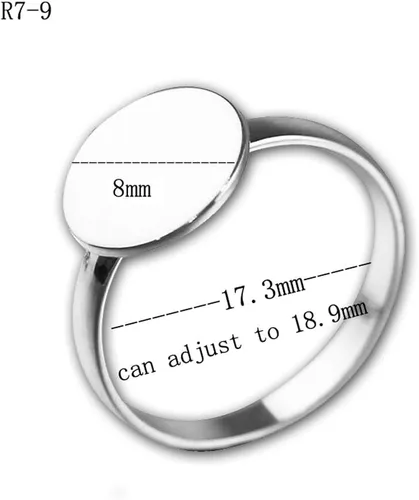 Vista 2 de Anillo ajustable de plata de ley 925 con almohadilla redonda de 6/8/0.472 in para anillos de perlas, fabricación de anillos hechos a mano