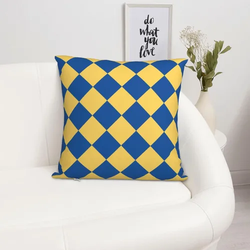 Vista 9 de Aspen - Fundas de almohada doradas y azul princesa a cuadros retro para sofá, fundas de cojín decorativas para decoración del hogar, habitación