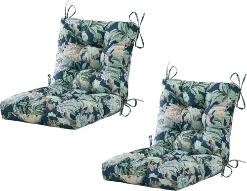 Vista 38 de BLISSWALK Cojines para sillas de exterior, 40 x 20 x 4 pulgadas, cojín de mimbre grueso con respaldo bajo y lazos para muebles de patio, floral