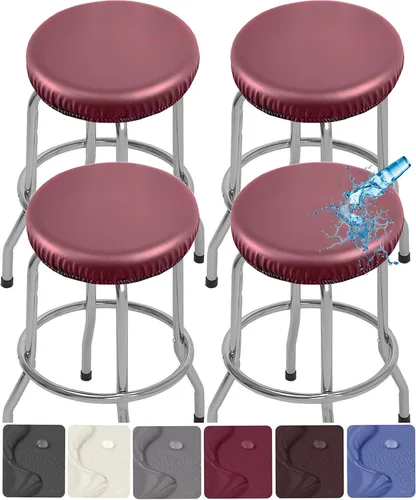 Vista 13 de Fundas para taburetes, paquete de 2 fundas elásticas impermeables de poliuretano para taburetes de bar, extraíbles y lavables, con bandas elásticas