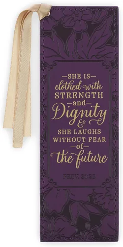 Vista 41 de Christian Art Gifts - Marcapáginas premium de piel sintética vegana con escritura bíblica para mujeres: Cuando ella habla - Proverbios 31:26, Marrón