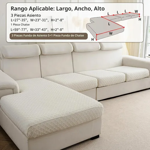 Vista 2 de Fundas de cojín para sofá seccional, fundas elásticas para sofá modular en forma de L, funda de cojín lavable, fundas de asiento suaves
