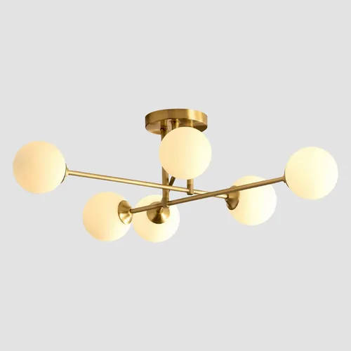 Vista 10 de Moderna Lámpara de Techo de 6 Luces con Forma de Globo Sputnik de Montaje Empotrado Lámpara de Techo Sputnik de Mediados del Siglo de Metal Dorado