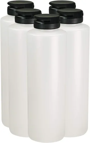 Vista 11 de Pinnacle Mercantile Botellas de condimento de plástico fáciles de apretar con tapa abatible negra, 8 onzas, juego vacío 6