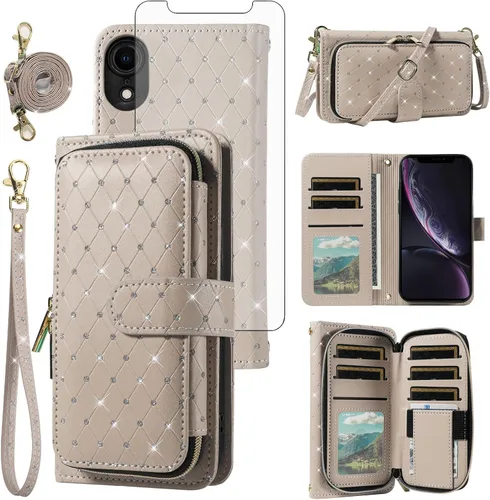 Vista 64 de Funda para teléfono iPhone 6 6S con cremallera y protector de pantalla con protector de pantalla, correa de cordón cruzado, ranura para iPhone 6 Six