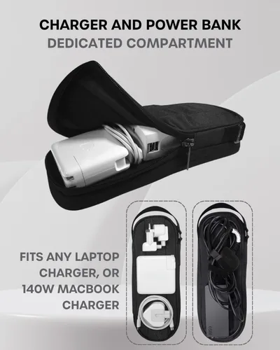 Vista 3 de SIDE BY SIDE Electronics Organizer Travel Case for Cables, Charger, Power Bank – Tech Bag for MacBook Accessories, Adapter – Slim Cord Organizer Bag