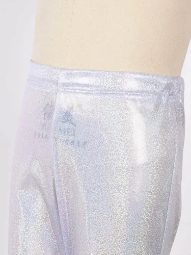 Vista 6 de Agoky Pantalones de baile de lentejuelas brillantes para niñas y niñas, pantalones acampanados de pierna ancha, pantalones acampanados para hip hop