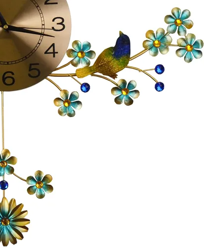 Vista 4 de Reloj de pared grande de 3 Bluebird Gold con detalles de cristal