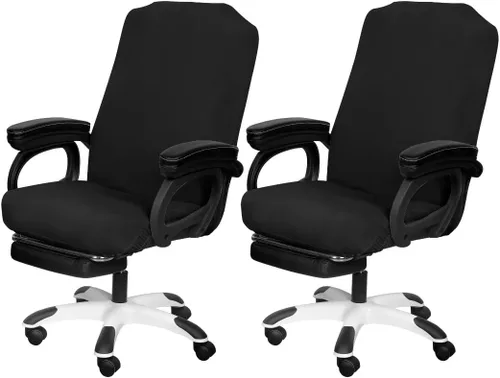 Vista 34 de SARAFLORA - Funda para silla de oficina - Grande, color negro - Funda extraíble para computadora con cremallera, universal, giratoria