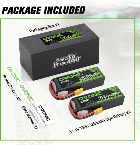 Vista 6 de OVONIC 3S LiPo Batería 5200mAh 11.1V 130C RC Batería con conector XT90
