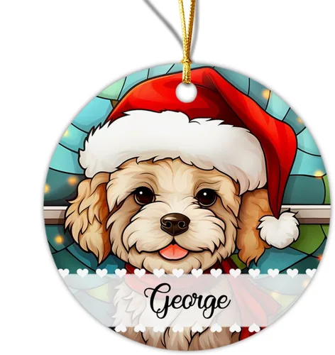 Vista 28 de Adorno de Navidad de Alaskan Malamute 2025, con nombre personalizado de Alaskan Malamute estilo vitral, regalo para hijo e hija, adorno