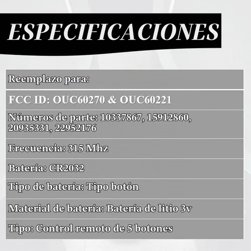 Vista 4 de MechanMagic Llavero de Reemplazo Compatible con Control Remoto para Chevy Impala 2006-2013 Cadillac DTS Buick Lucerne 2006-2011 Chevrolet Monte